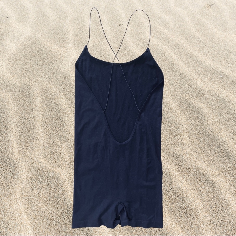 Free People Open-back Seamless Black Bodysuit
